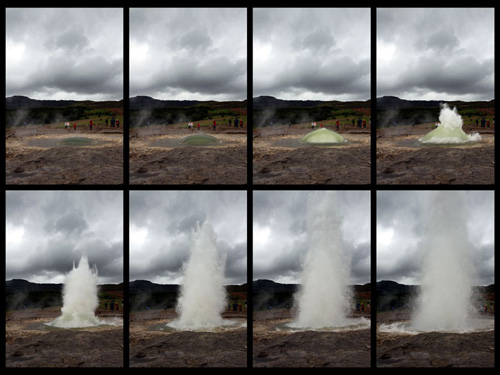 Chronophotographie d'un geyser